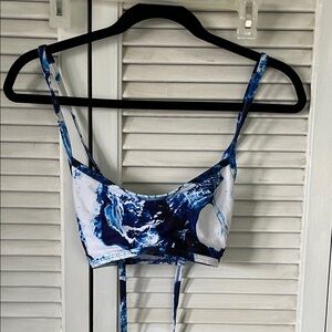 Jolyn Ryan Blue Marble Print bikini top